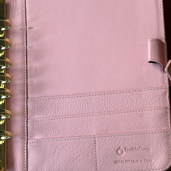 Franklin Planner Classic Vintage Aurora Blush Color Leather Strap Binder Bundle - Picture 4 of 11
